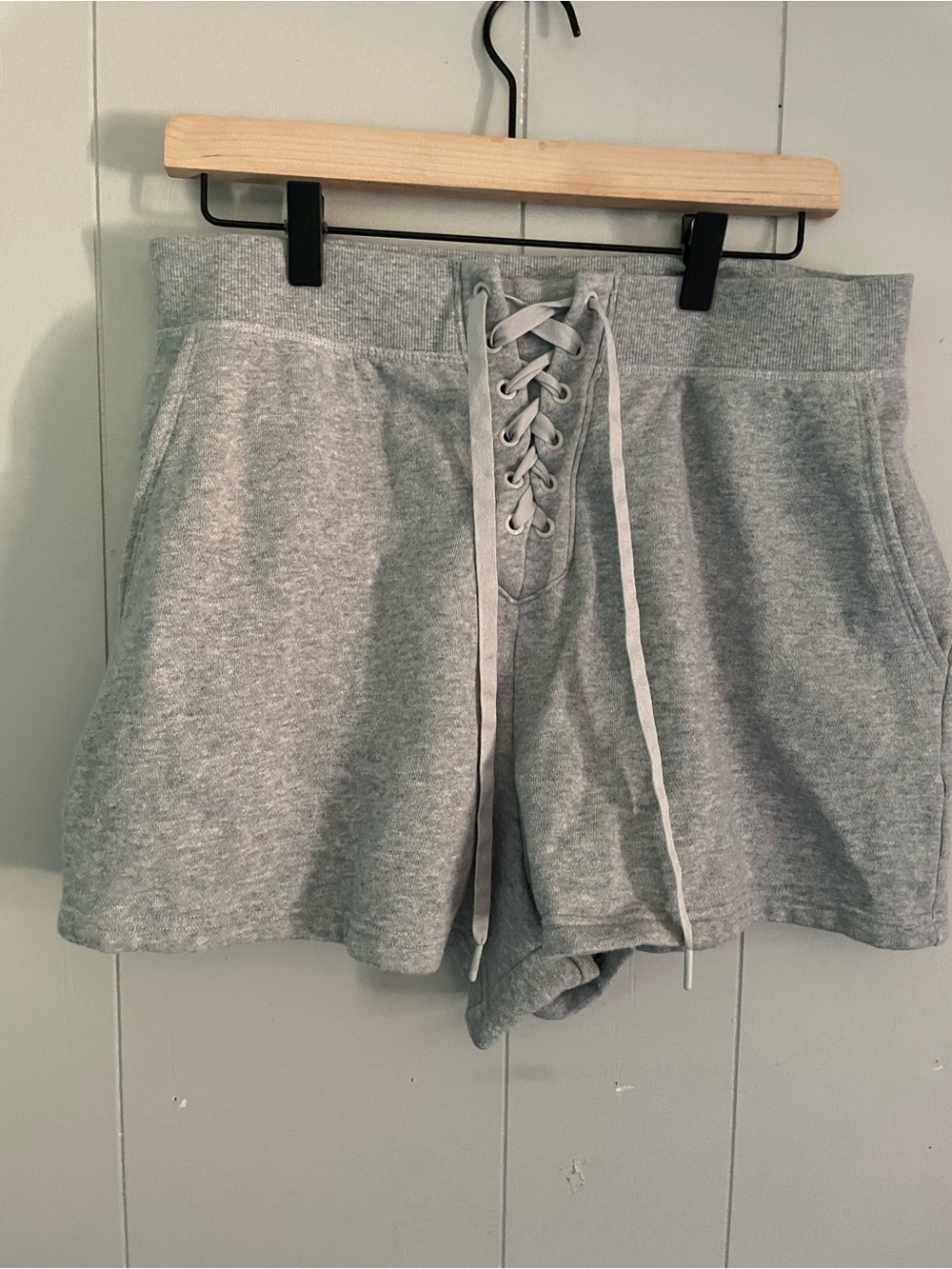Victoria's Secret Gray Lace-Up Waist Athletic Shorts